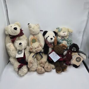 RARE Boyds Bears 8 Vintage Animals: Polar, Monkey, Penguin, Sheep, Panda Plush